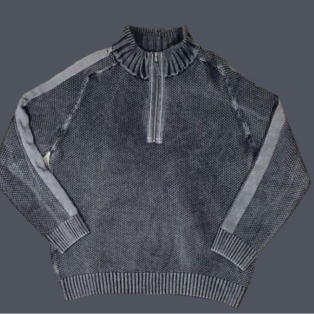 Men's Crewneck Half-Zip Sweater - Charcoal Gray